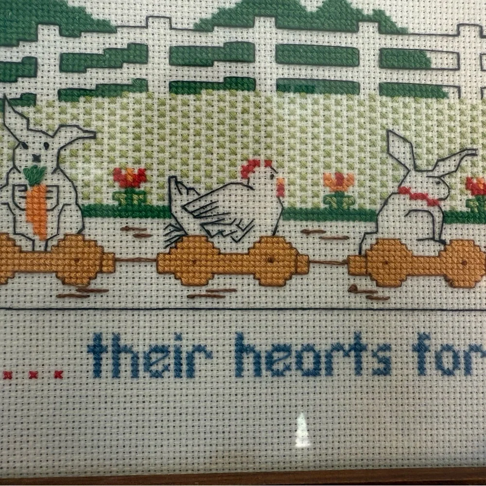 Vintage Cross Stitch HEARTS‎ AND HANDS 13” X 7”